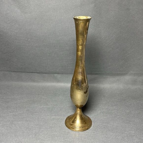 Vintage Brass Vase or Tapered Candle Holder Made In India - Picture 3 of 9